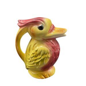Vintage Toucan Bird Pitcher Creamer Stewart B McCulloch California Pottery 5.5"H
